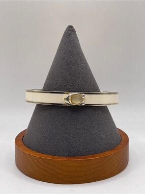 Coach Cream Enamel Hinged Bracelet with Gold-Tone 'C' Accent